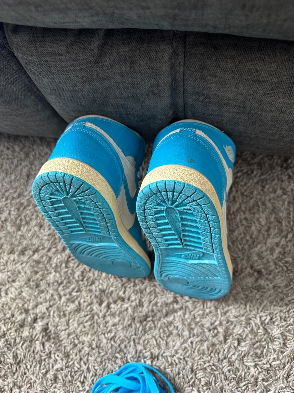 Nike Kids High-Top Sneakers in White and Bright Blue